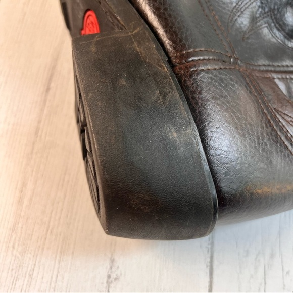 Justin Western Cowboy Boots Men's Size 10D–Dark Brown Grain Leather, Pointed Toe - Picture 8 of 16